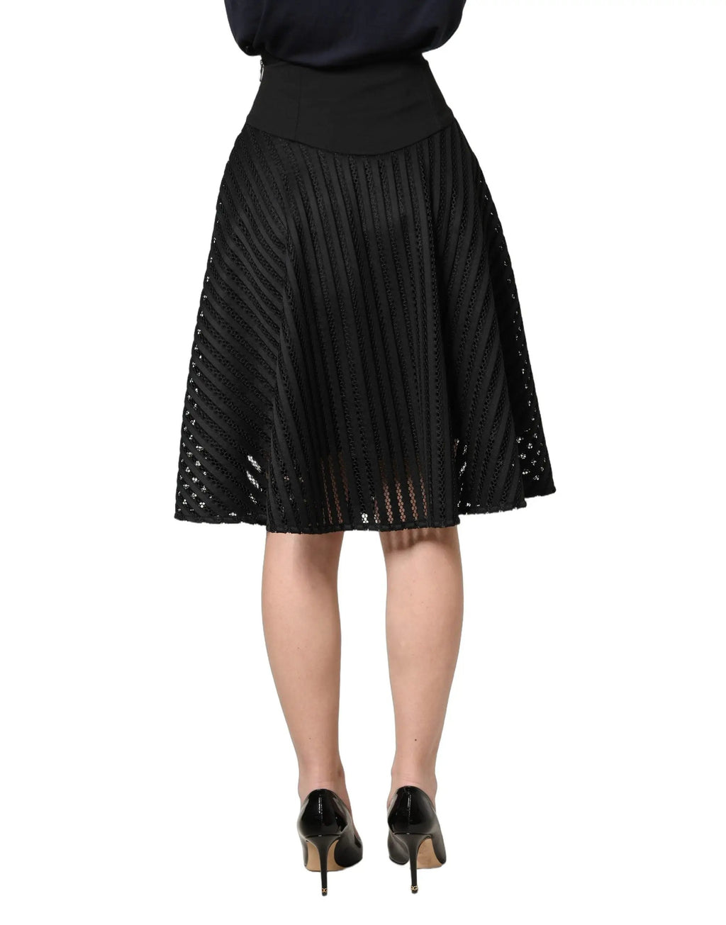 Jupe Midi Rayée A-Line Noire PINKO