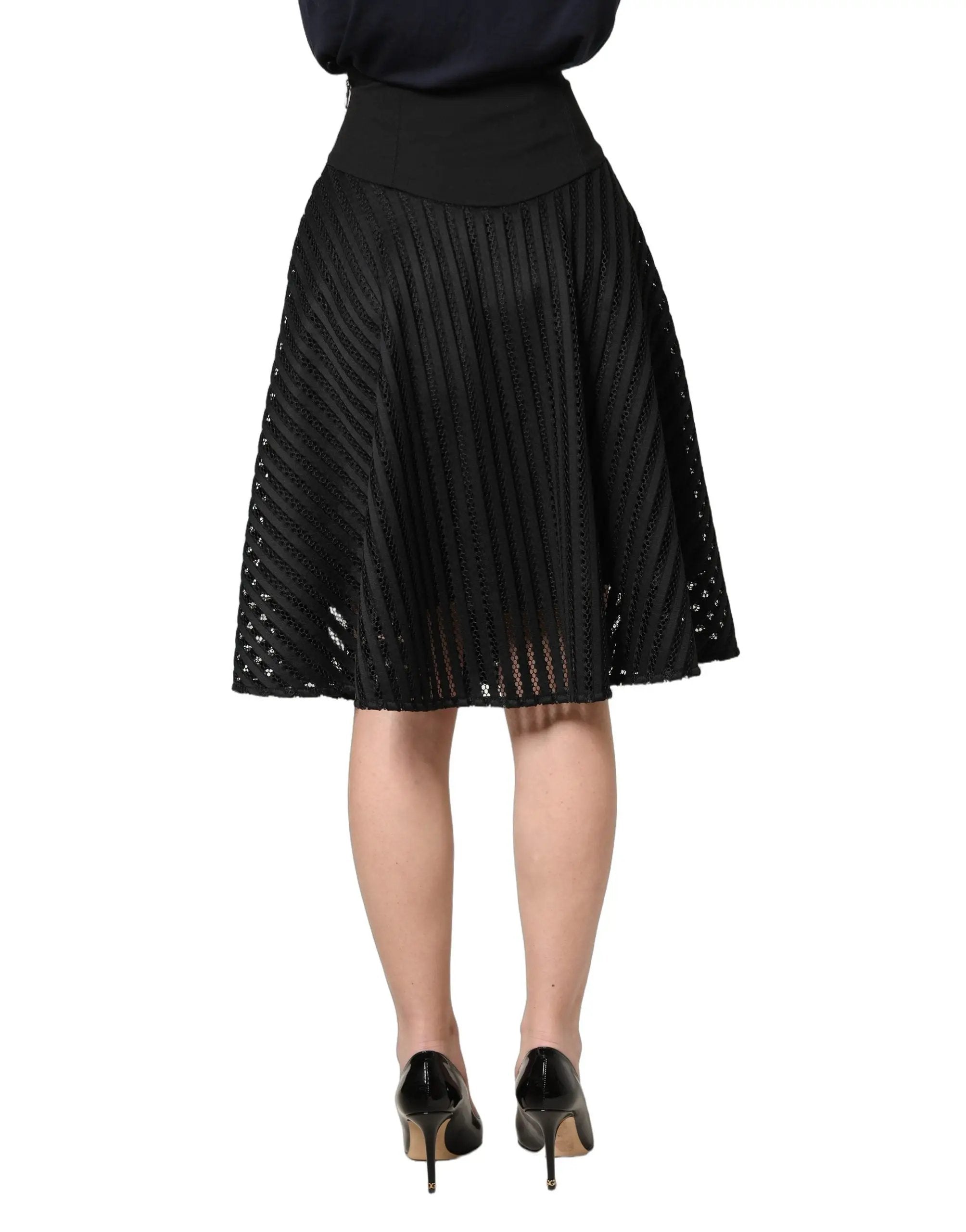 Jupe Midi Rayée A-Line Noire PINKO