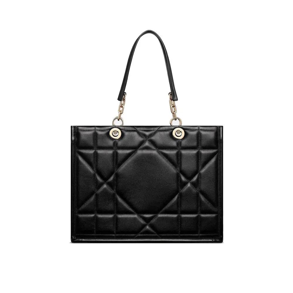 Sac cabas en cuir noir Dior avec doublure en daim