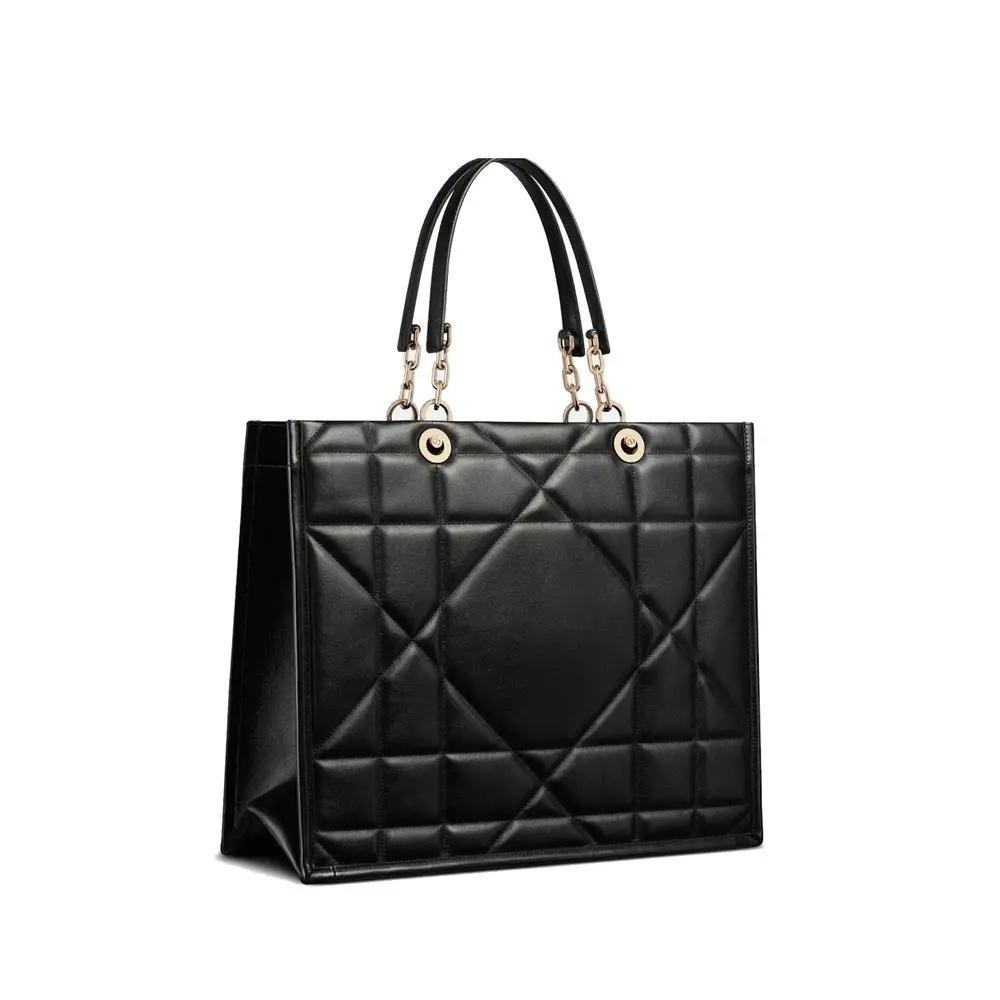 Sac cabas en cuir noir Dior avec doublure en daim