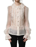 Chemisier boutonné Dolce & Gabbana en soie transparente blanche à volants