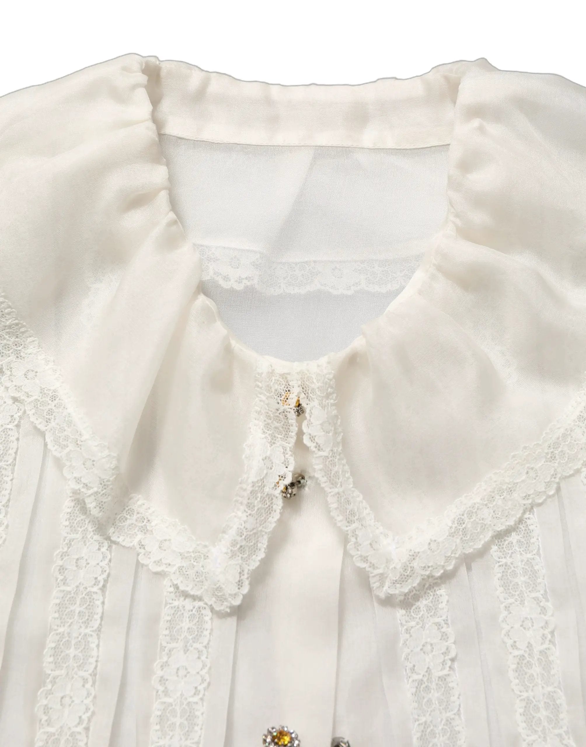 Chemisier boutonné Dolce & Gabbana en soie transparente blanche à volants