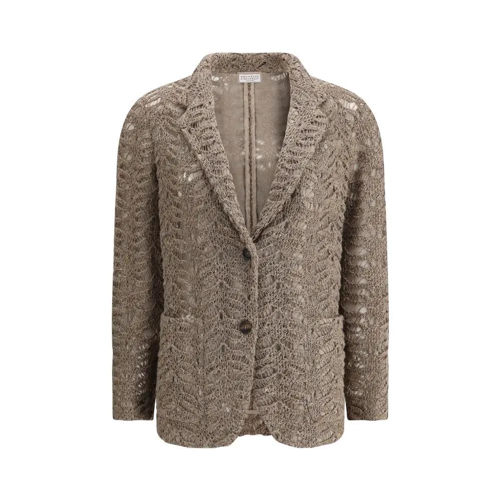 Brunello Cucinelli Brown Silk Blazer