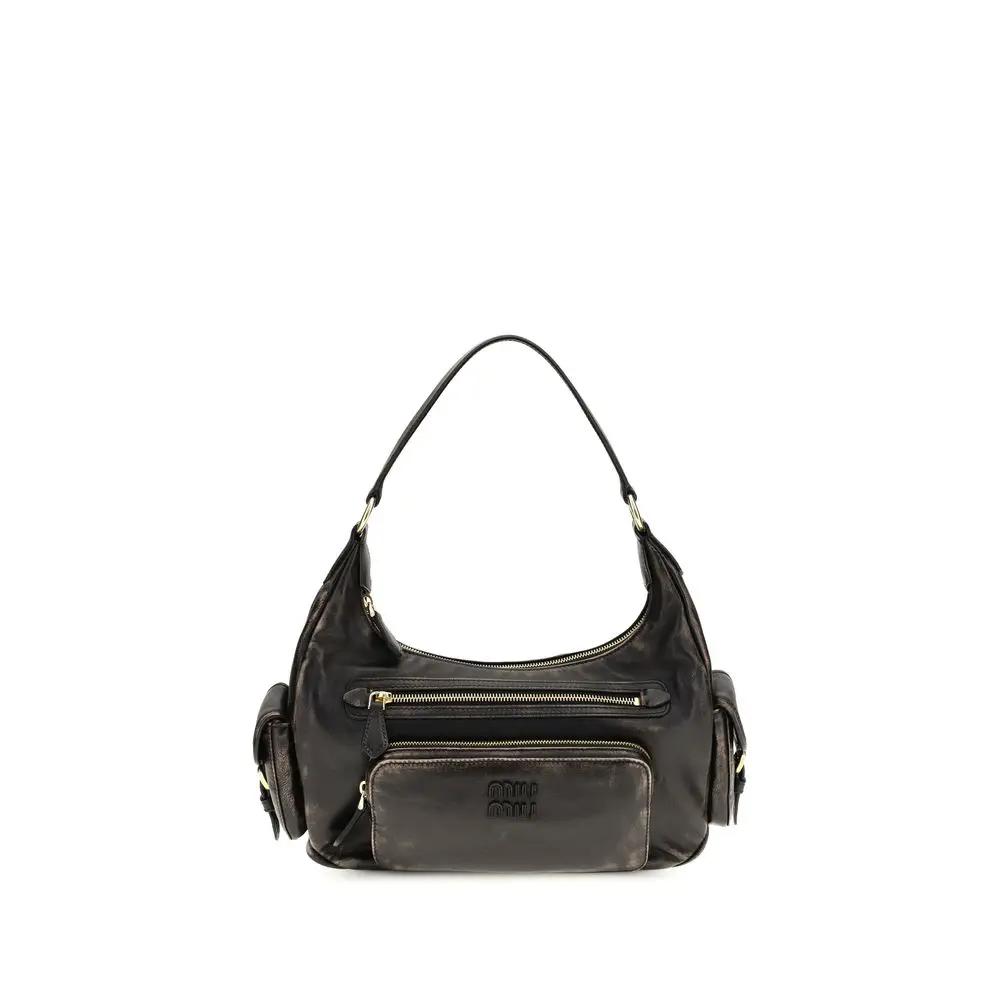 Sac bandoulière Miu Miu Bos Taurus en cuir de veau marron
