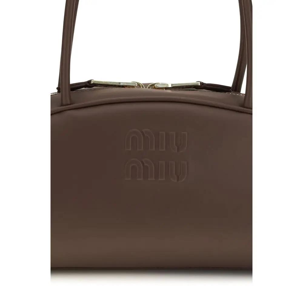 Sac à main Miu Miu en cuir de veau marron