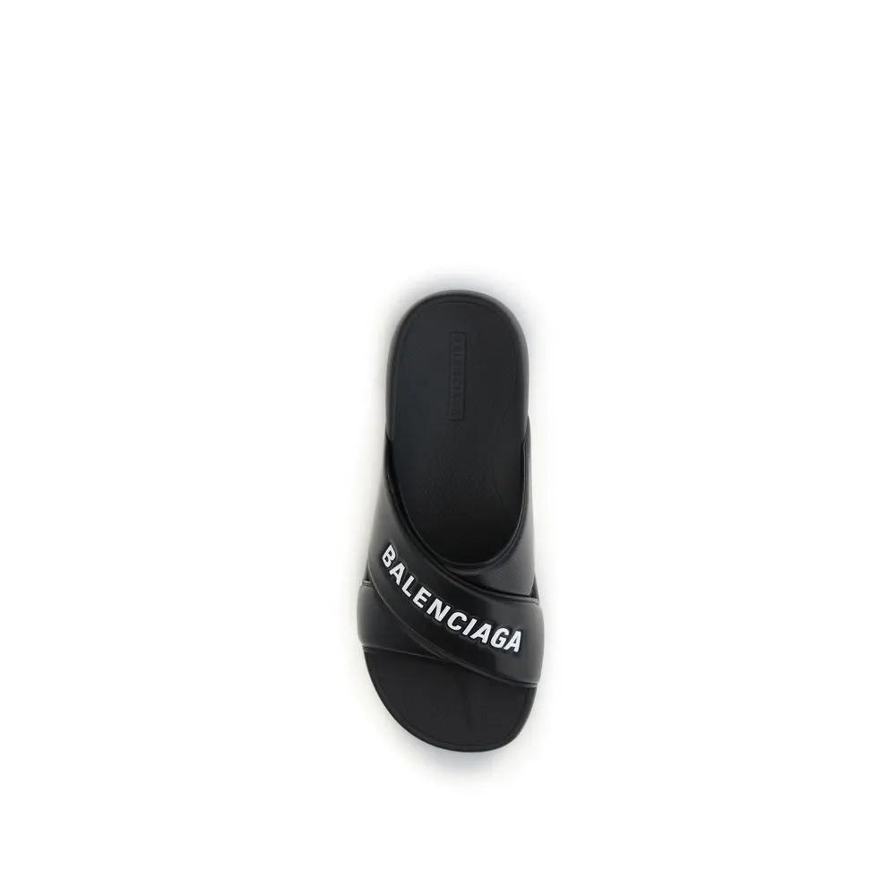 Sandales en caoutchouc noir Balenciaga