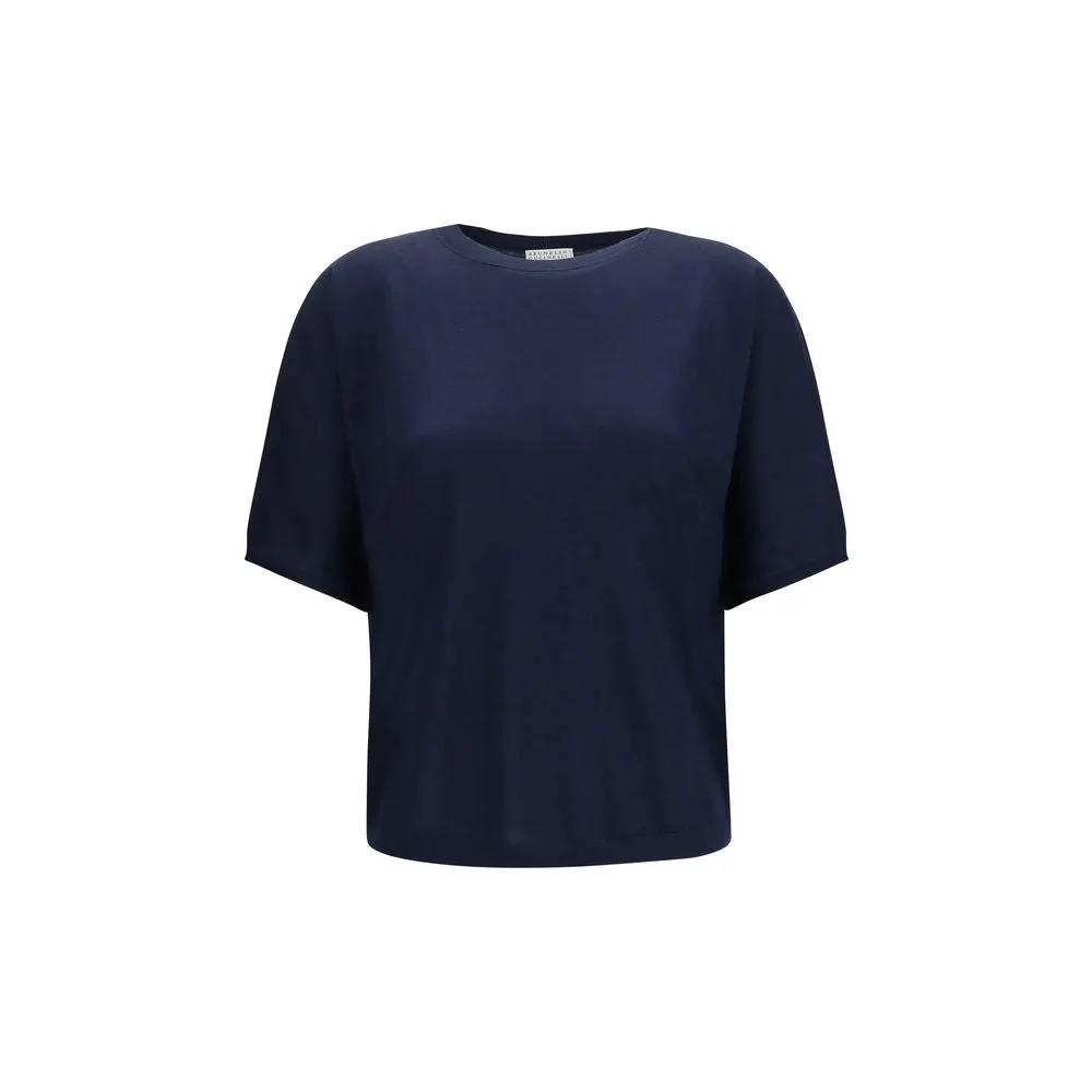 Pull sans manches en cachemire bleu Brunello Cucinelli