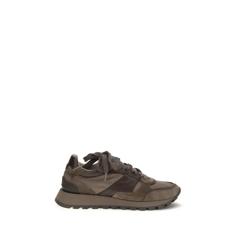 Baskets de sport Brunello Cucinelli en cuir de veau marron Bos Taurus