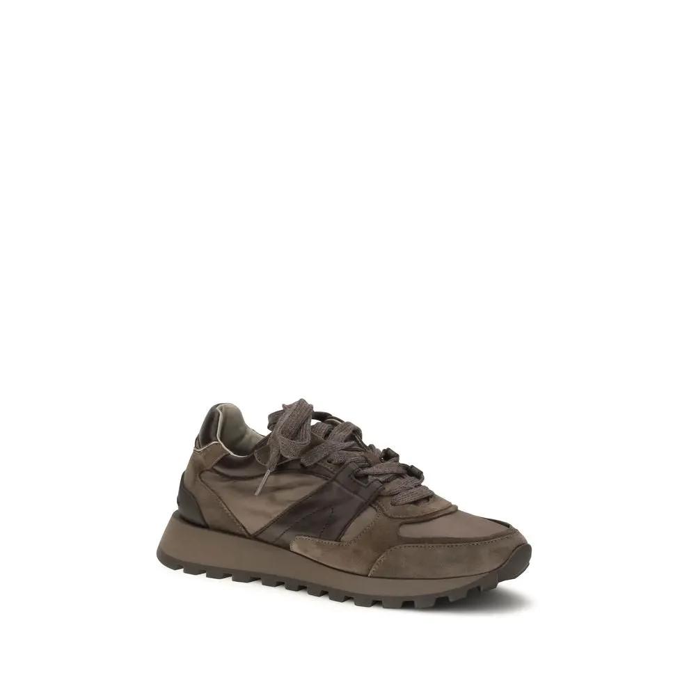 Baskets de sport Brunello Cucinelli en cuir de veau marron Bos Taurus