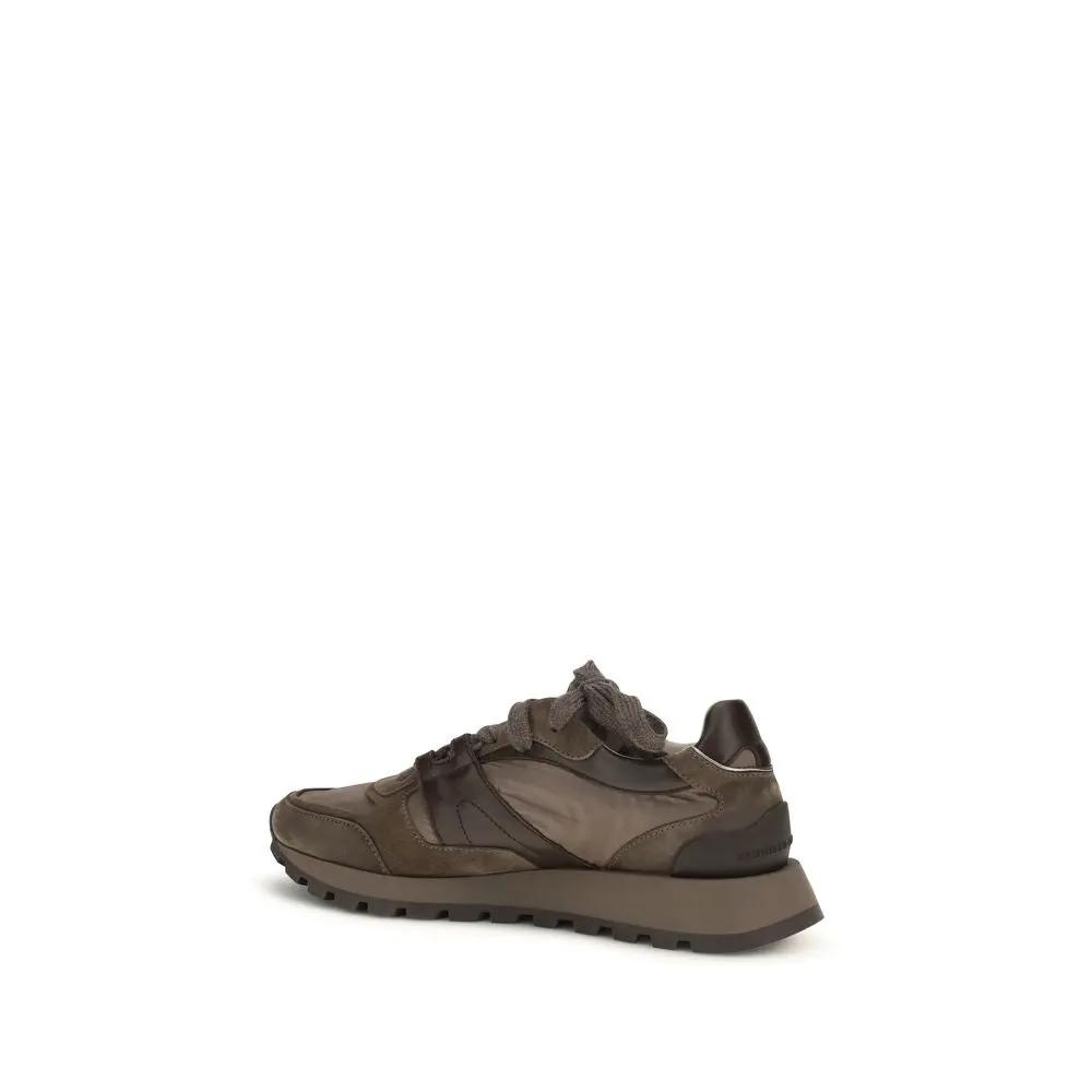 Baskets de sport Brunello Cucinelli en cuir de veau marron Bos Taurus
