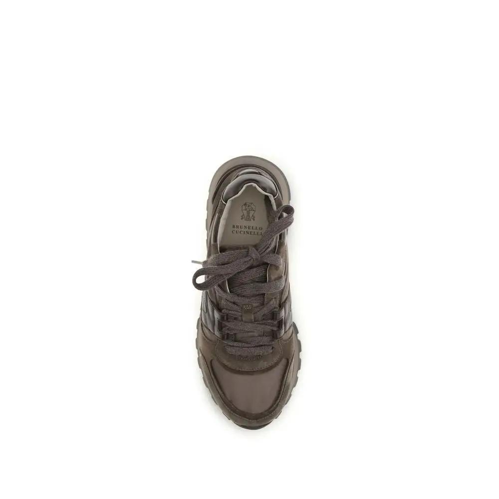 Baskets de sport Brunello Cucinelli en cuir de veau marron Bos Taurus