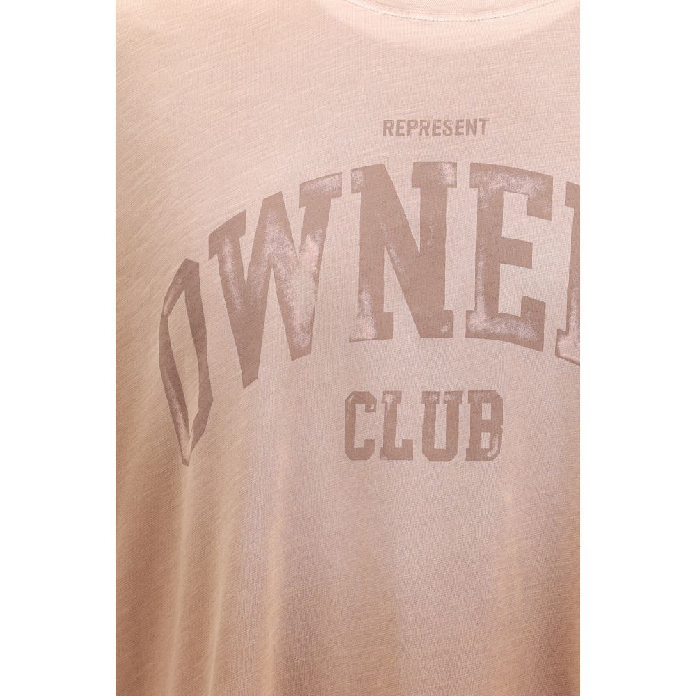 T-shirt en coton marron Représente