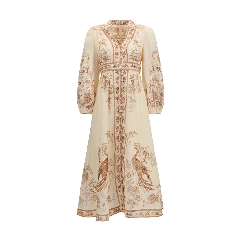 Robe décontractée en lin beige Zimmermann