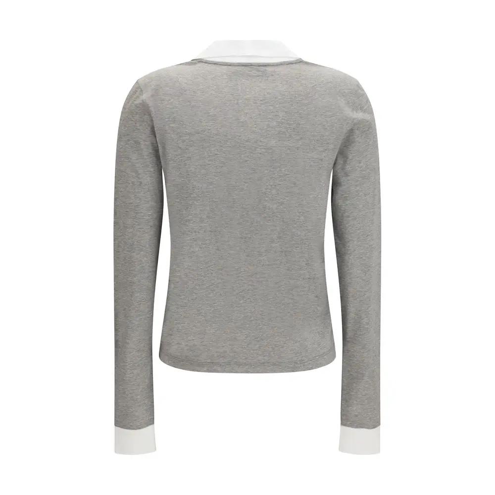 Miu Miu Gray Cotton Long Sleeve T-Shirt