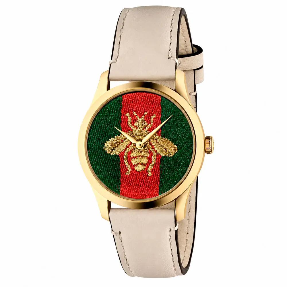 Montre Gucci en cuir beige