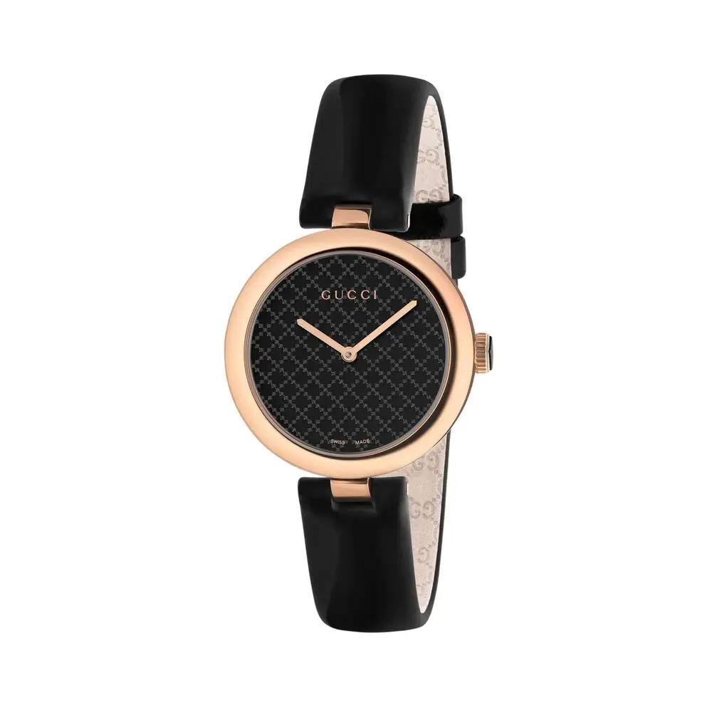 Montre habillée Gucci en cuir noir
