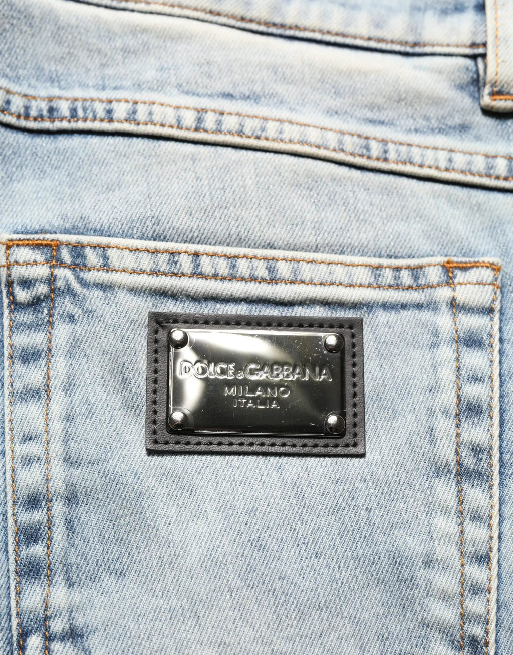 Dolce & Gabbana Jean Droit Homme Taille Moyenne Délavé Bleu