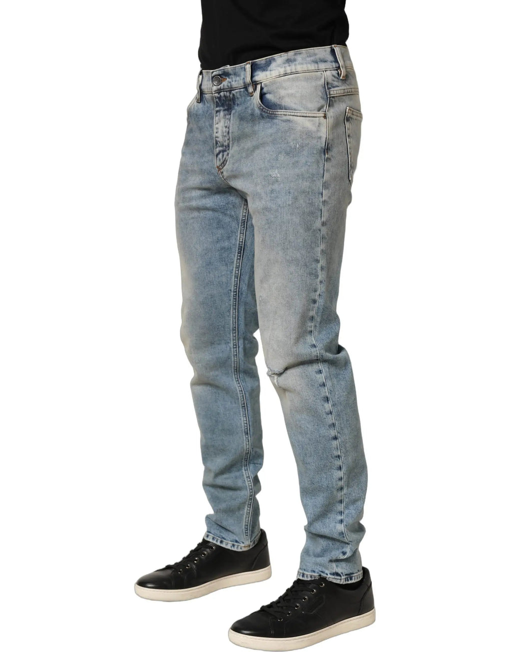 Dolce & Gabbana Jean Droit Homme Taille Moyenne Délavé Bleu