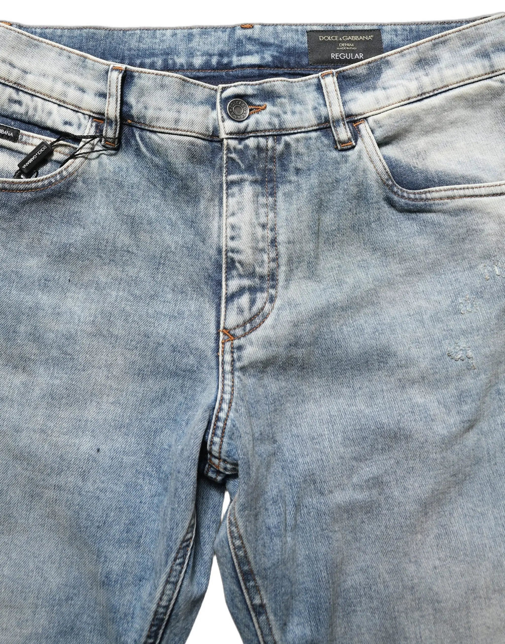 Dolce & Gabbana Jean Droit Homme Taille Moyenne Délavé Bleu
