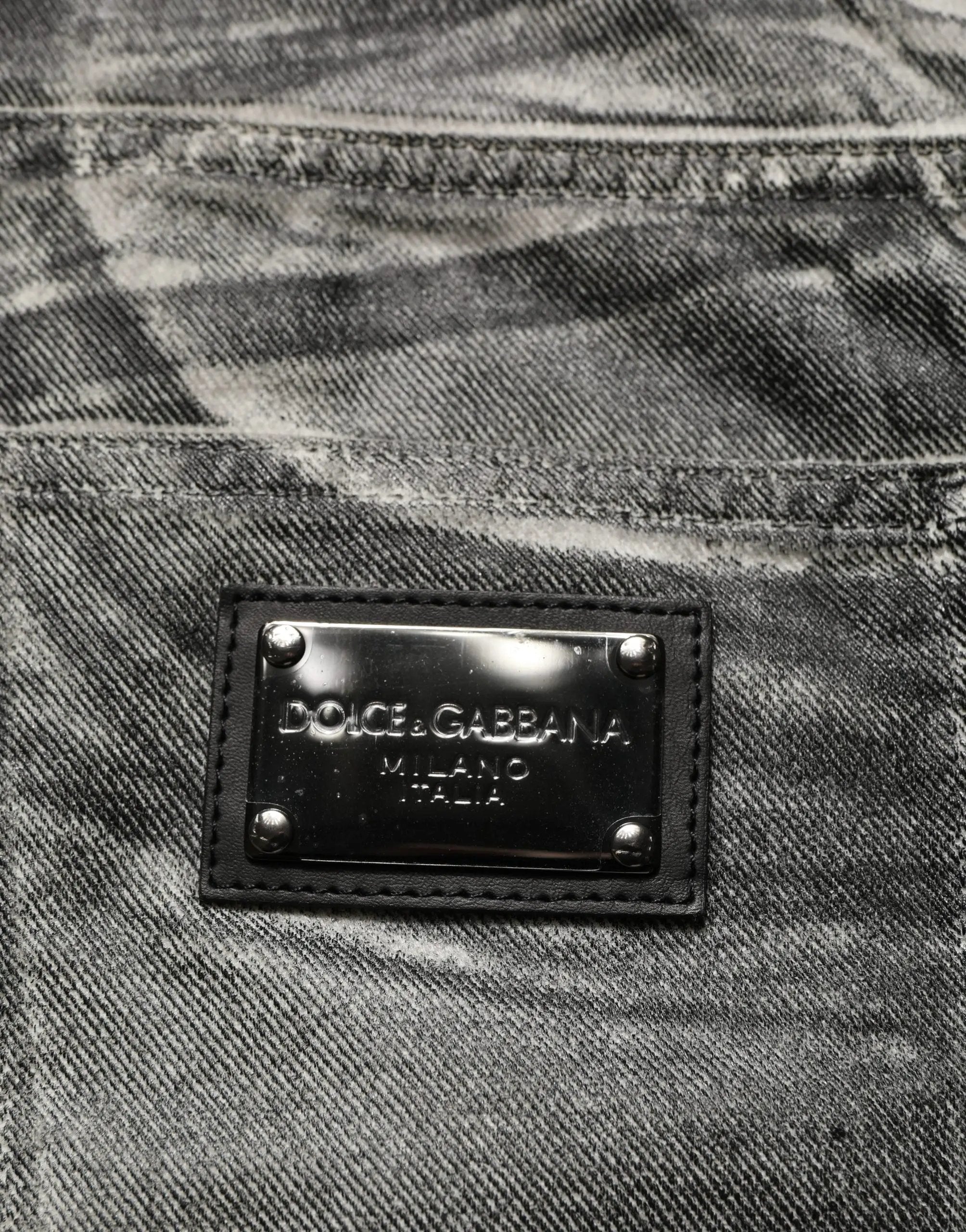 Jean droit Dolce & Gabbana gris délavé taille mi-haute