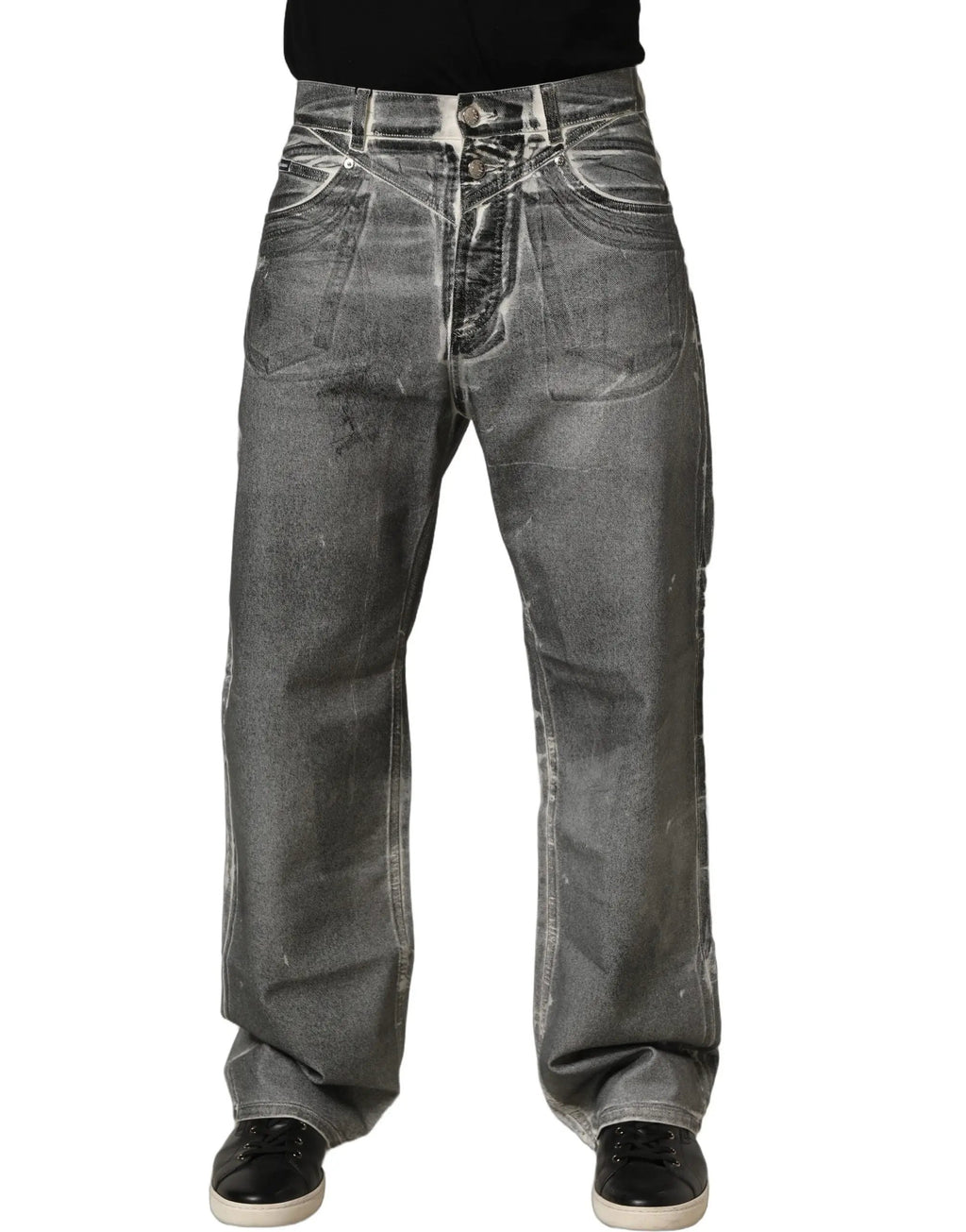 Jean droit Dolce & Gabbana gris délavé taille mi-haute