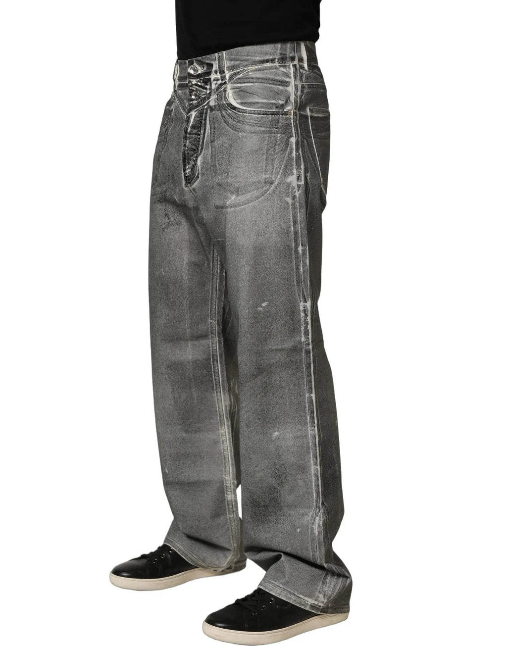 Jean droit Dolce & Gabbana gris délavé taille mi-haute