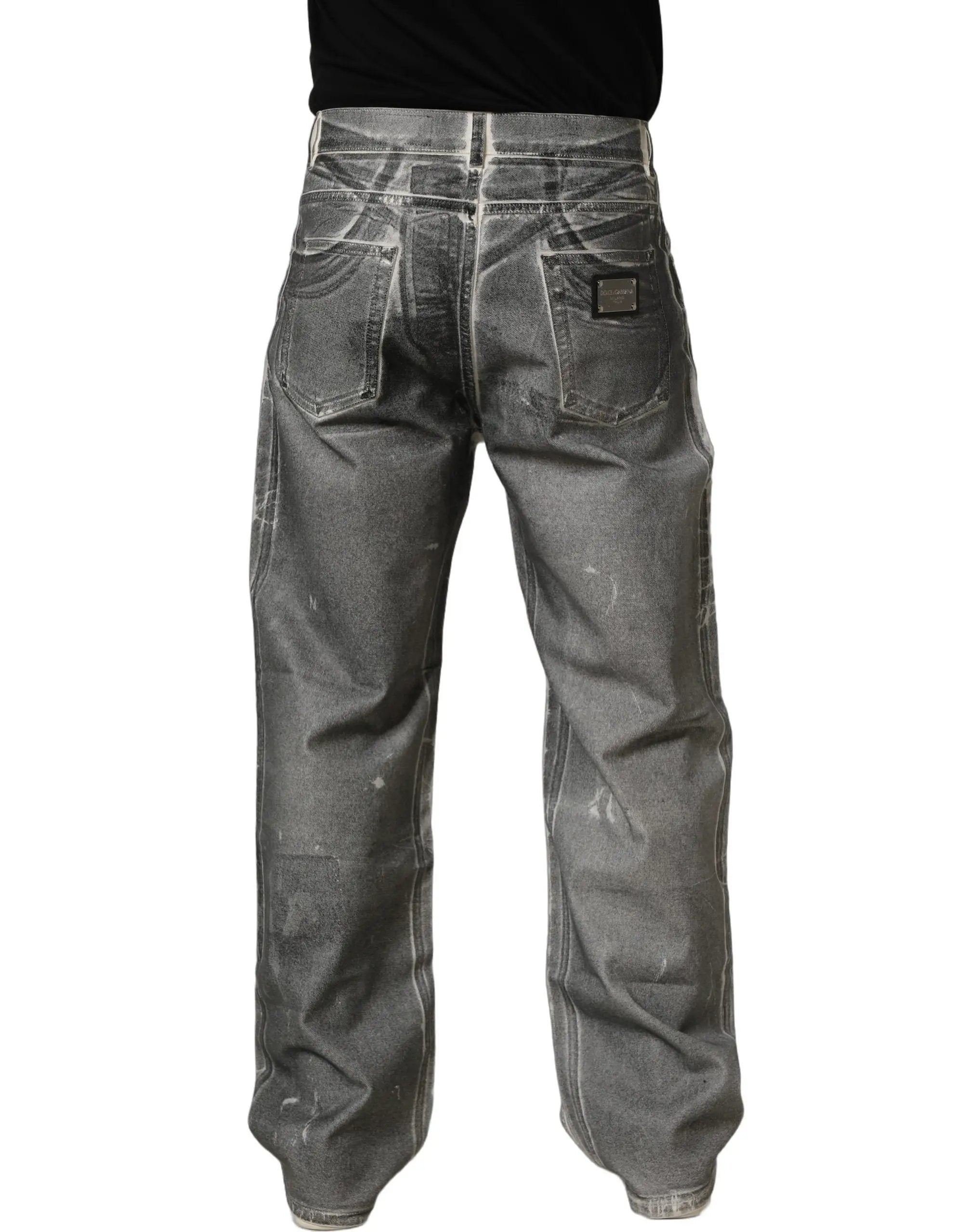 Jean droit Dolce & Gabbana gris délavé taille mi-haute