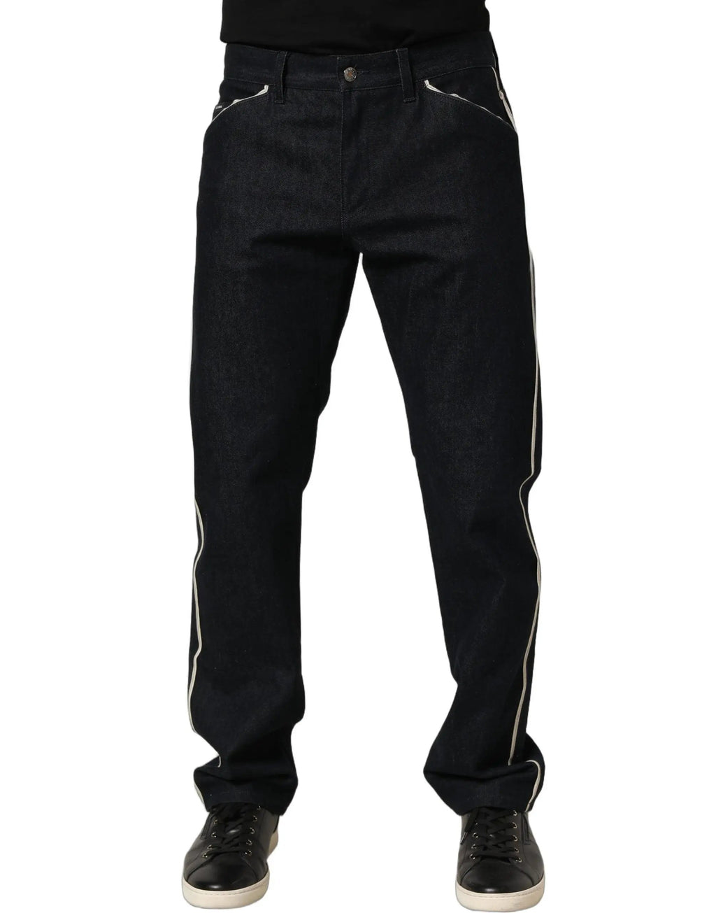Dolce & Gabbana Black Cotton Mid Waist Classic Men Denim Jeans