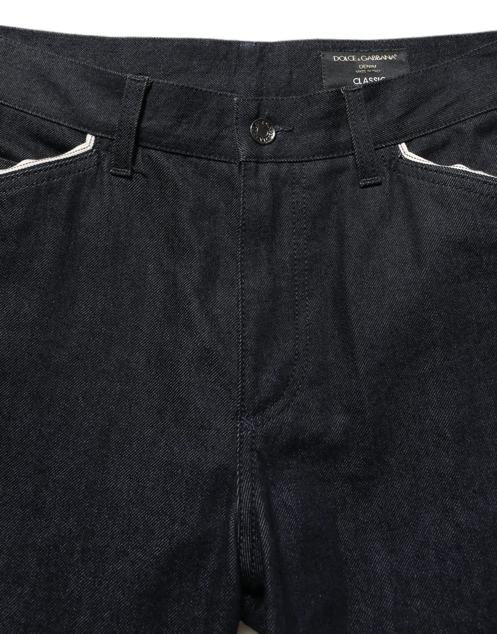 Dolce & Gabbana Black Cotton Mid Waist Classic Men Denim Jeans