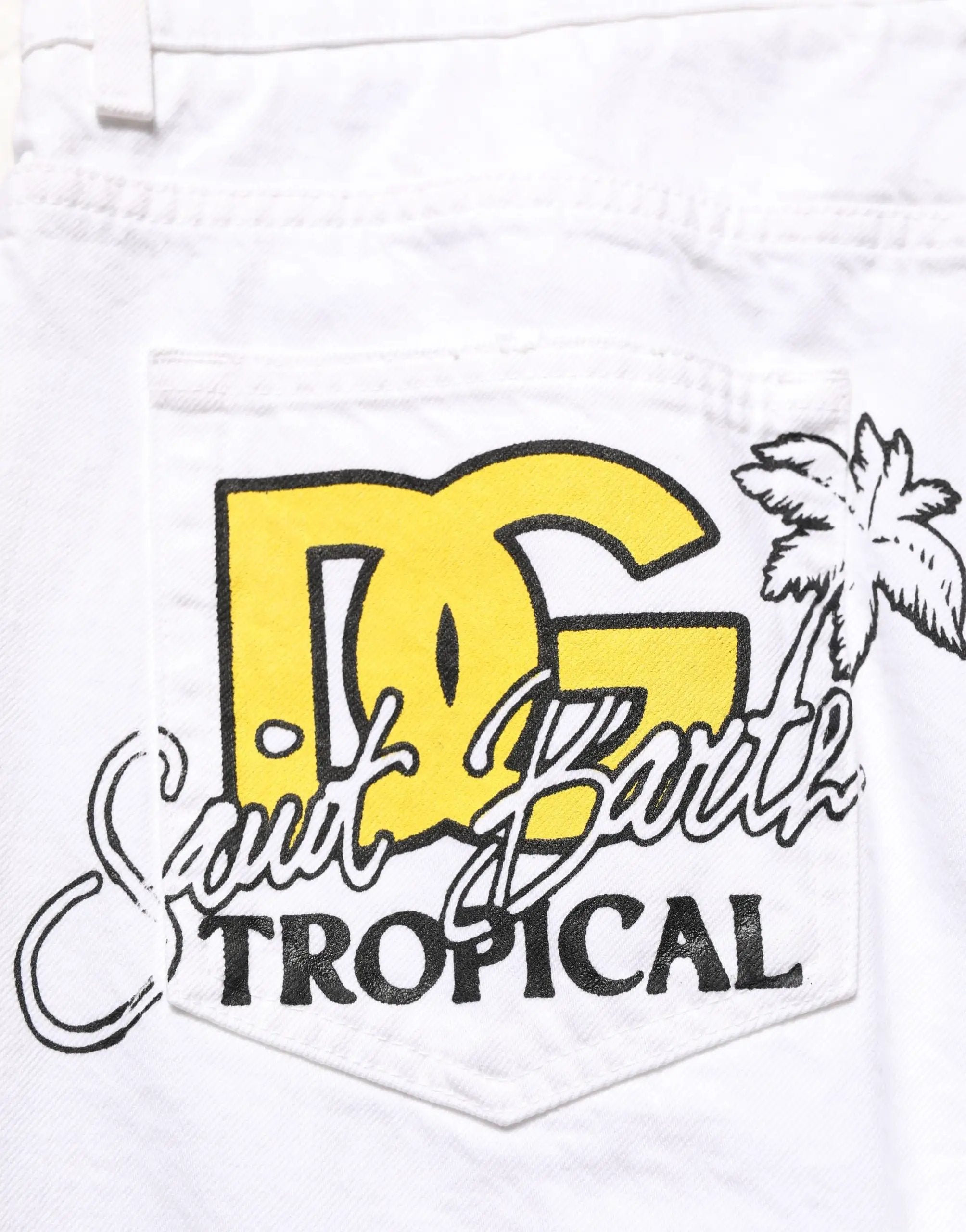 Dolce & Gabbana Jean Slim Homme Blanc Coton Délavé et Délacé