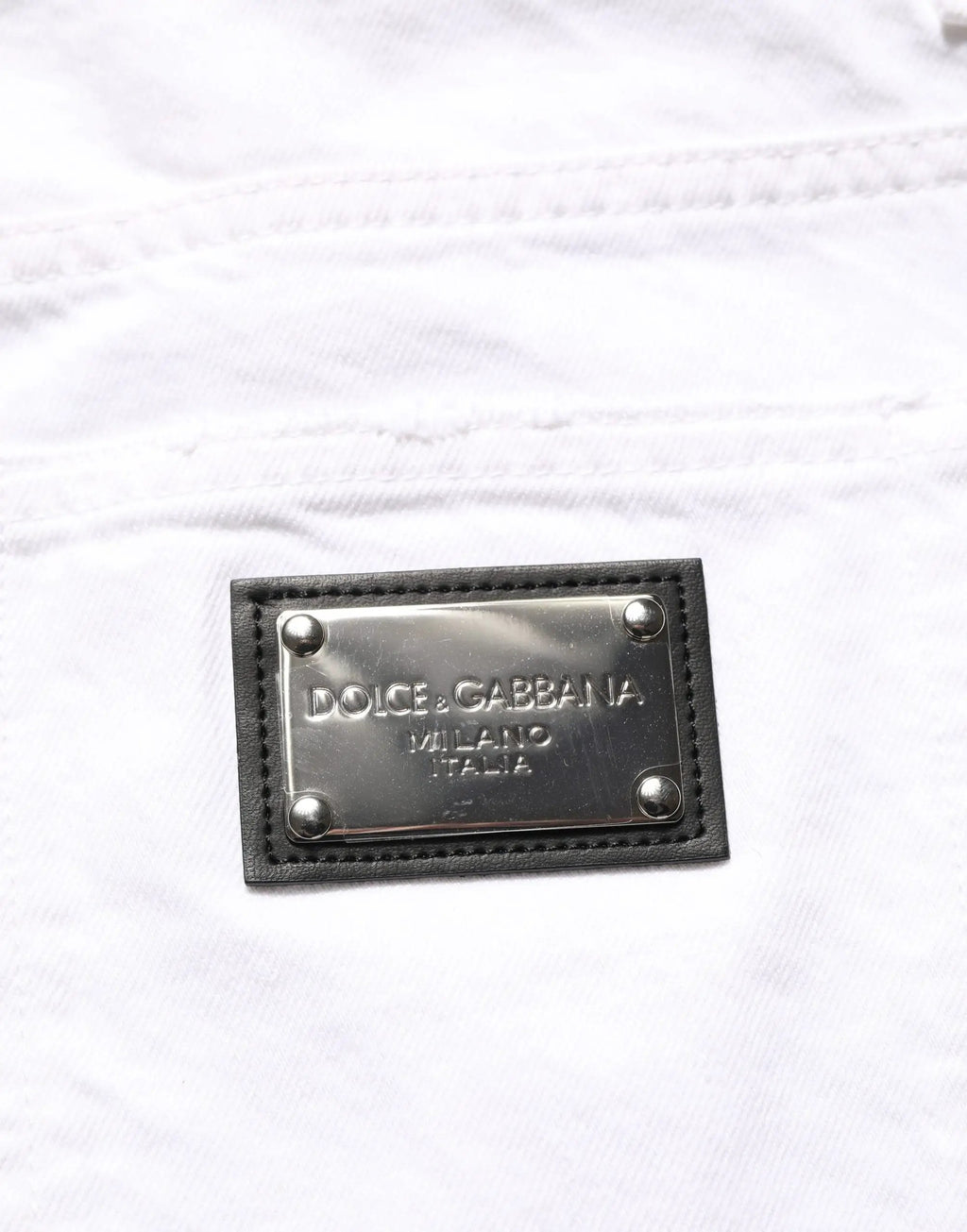 Dolce & Gabbana Jean Slim Homme Blanc Coton Délavé et Délacé