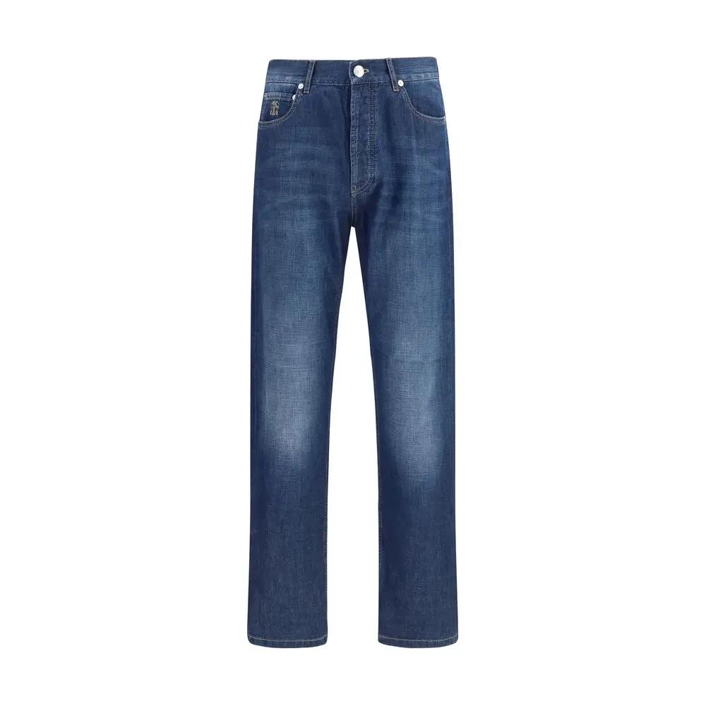 Brunello Cucinelli Jean en coton bleu Denim