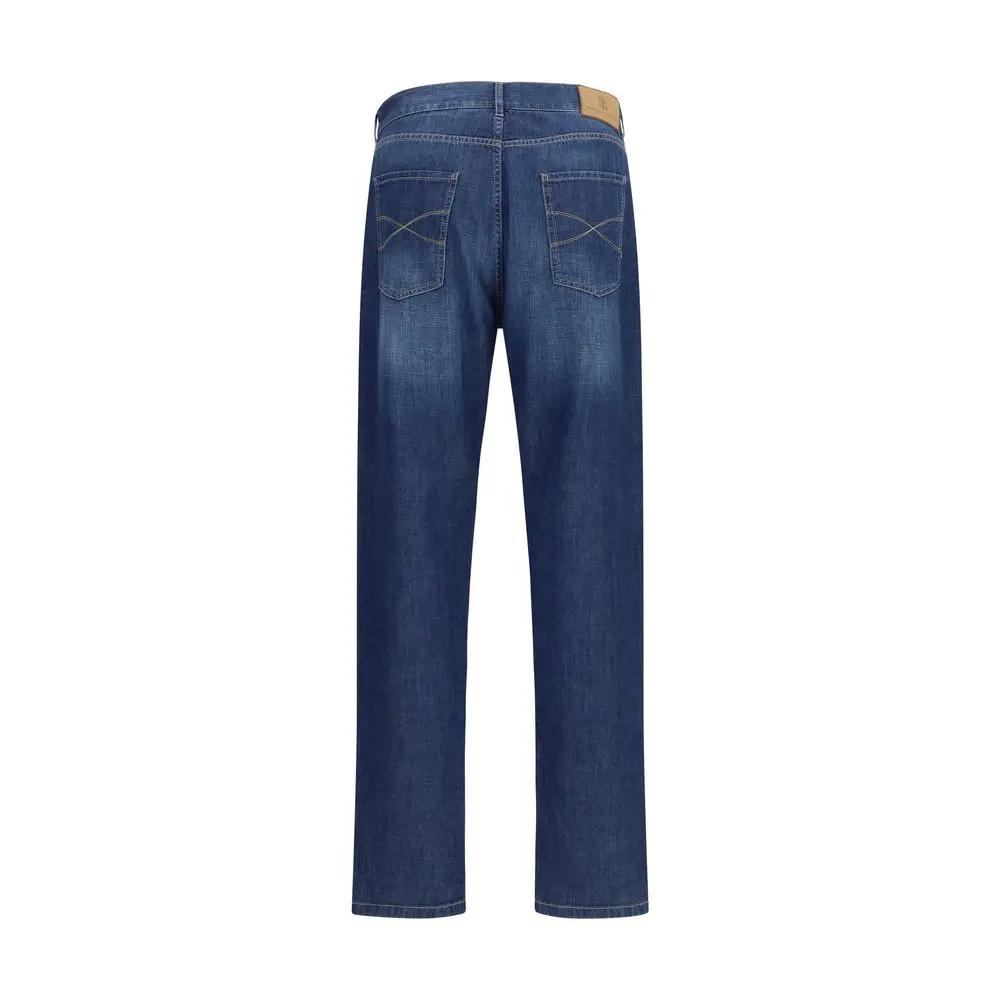 Brunello Cucinelli Jean en coton bleu Denim