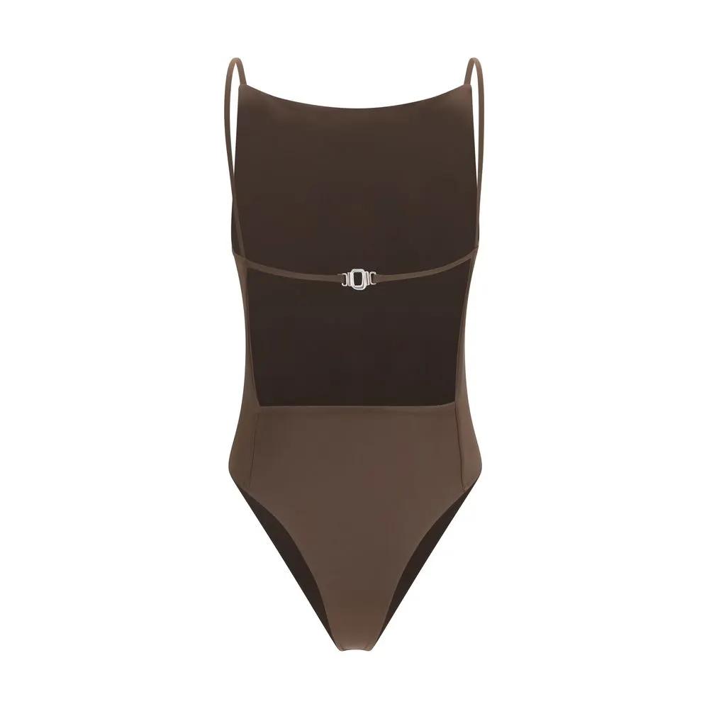 Jacquemus Brown Polyamide One-Piece Swimsuit
