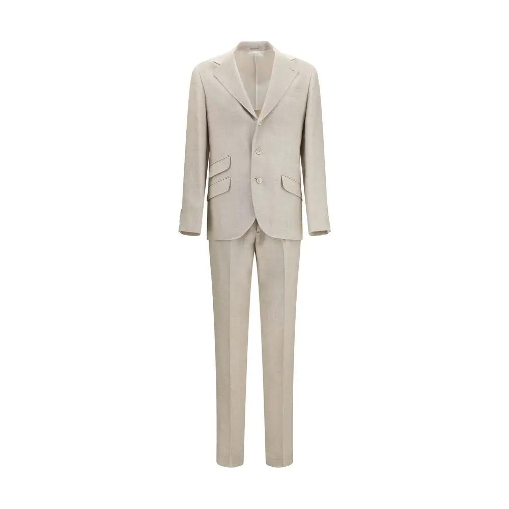 Brunello Cucinelli Beige Silk Two-Piece Suit