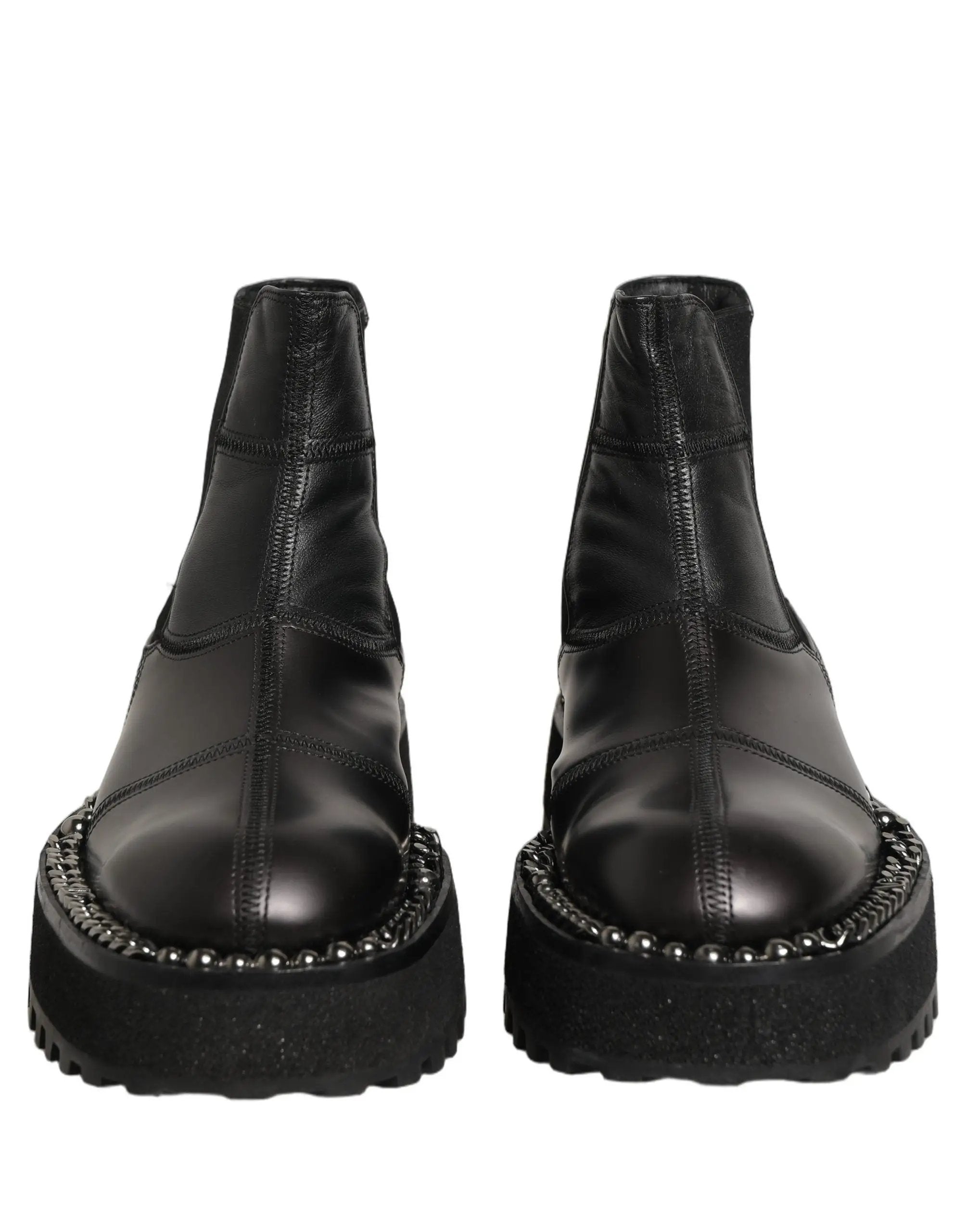 Bottes Chelsea à enfiler en cuir noir Dolce & Gabbana