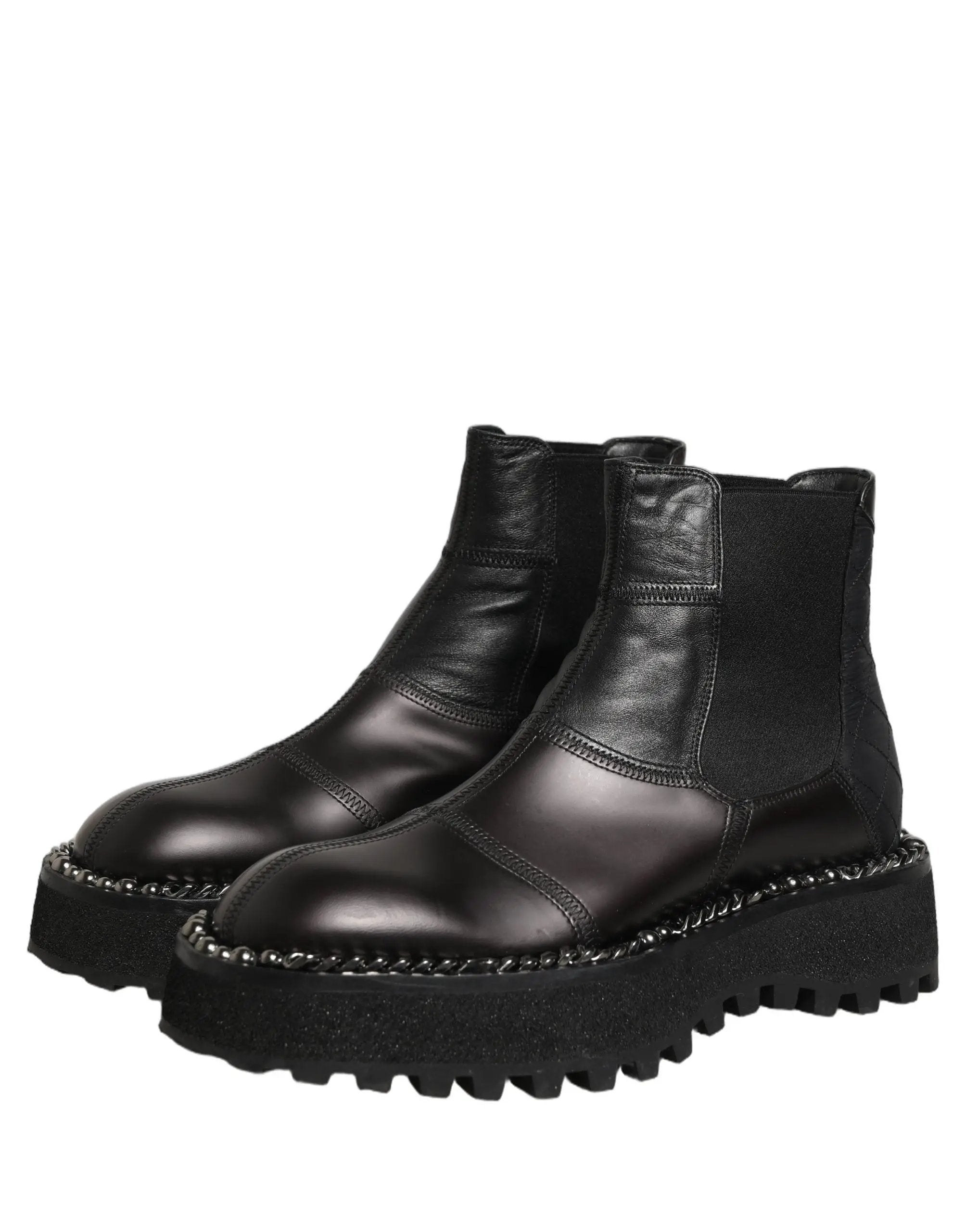 Bottes Chelsea à enfiler en cuir noir Dolce & Gabbana
