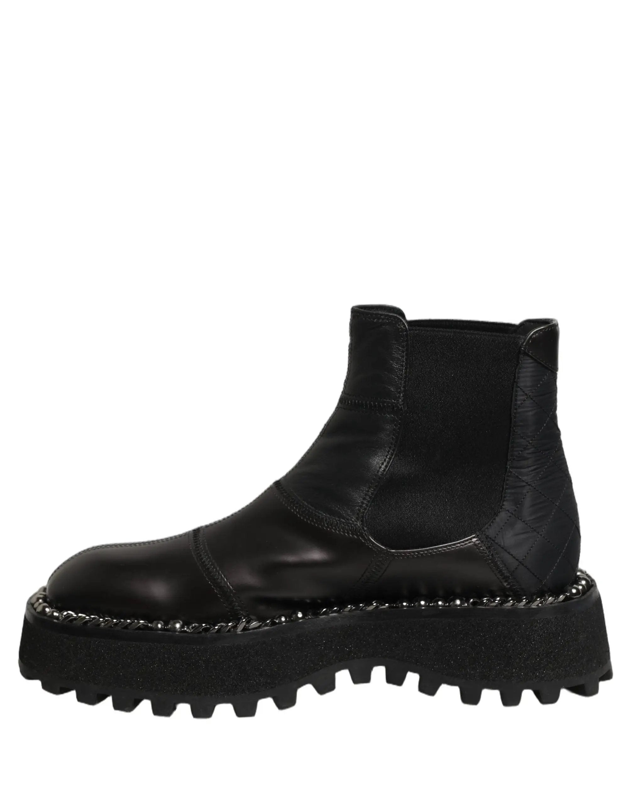 Bottes Chelsea à enfiler en cuir noir Dolce & Gabbana