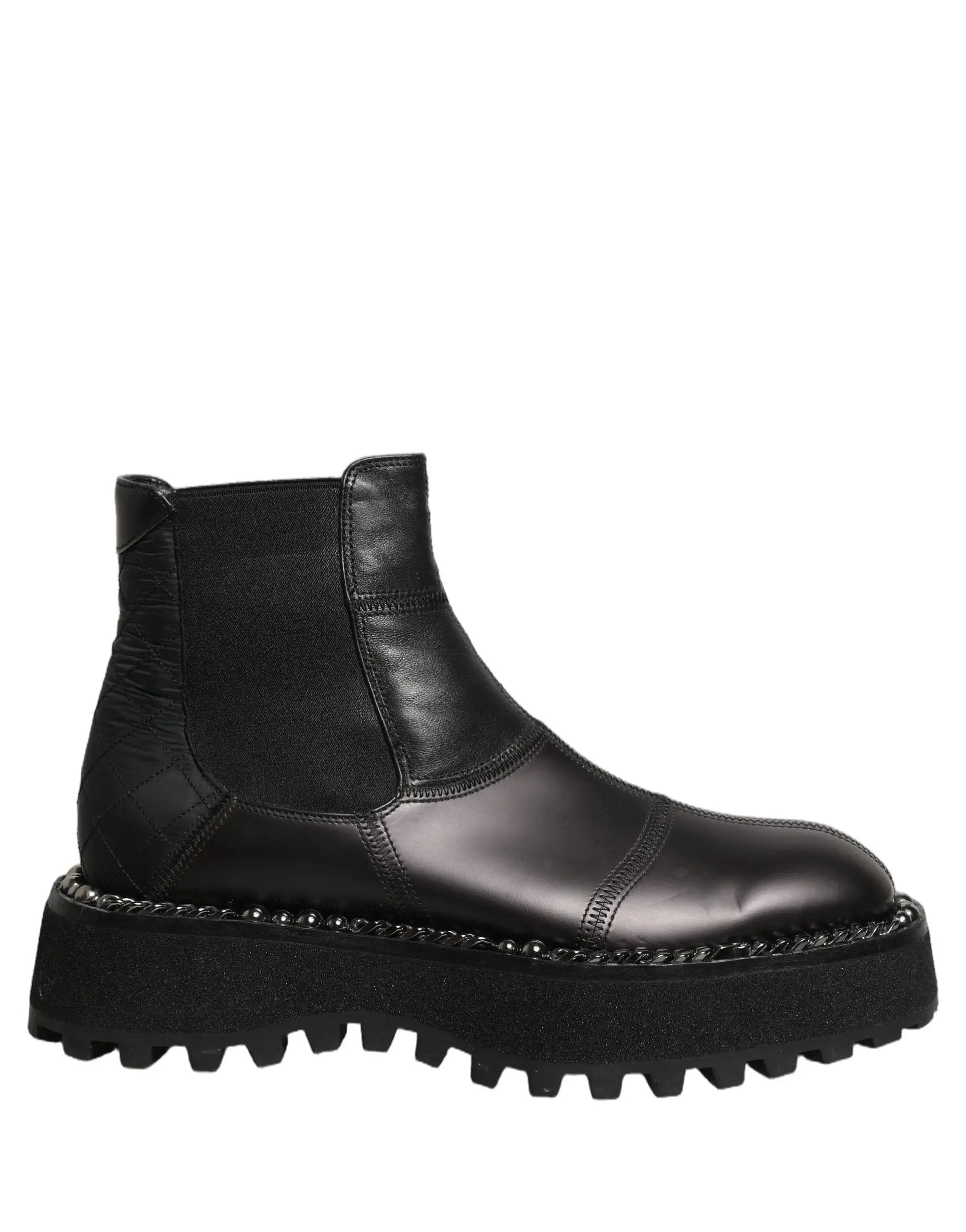 Bottes Chelsea à enfiler en cuir noir Dolce & Gabbana