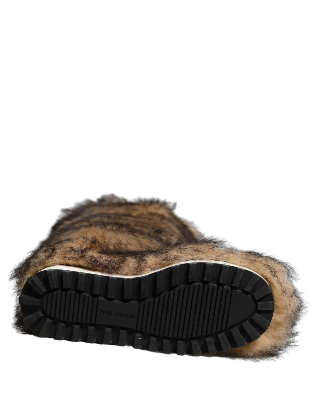 Dolce & Gabbana Bottes hautes à bout de genou en fausse fourrure marron