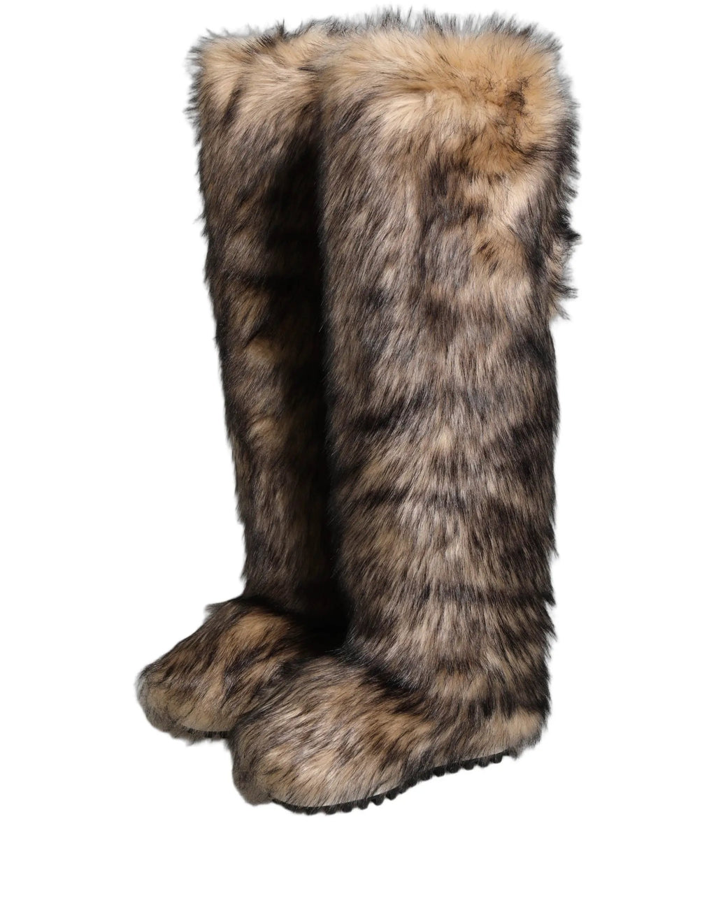 Dolce & Gabbana Bottes hautes à bout de genou en fausse fourrure marron