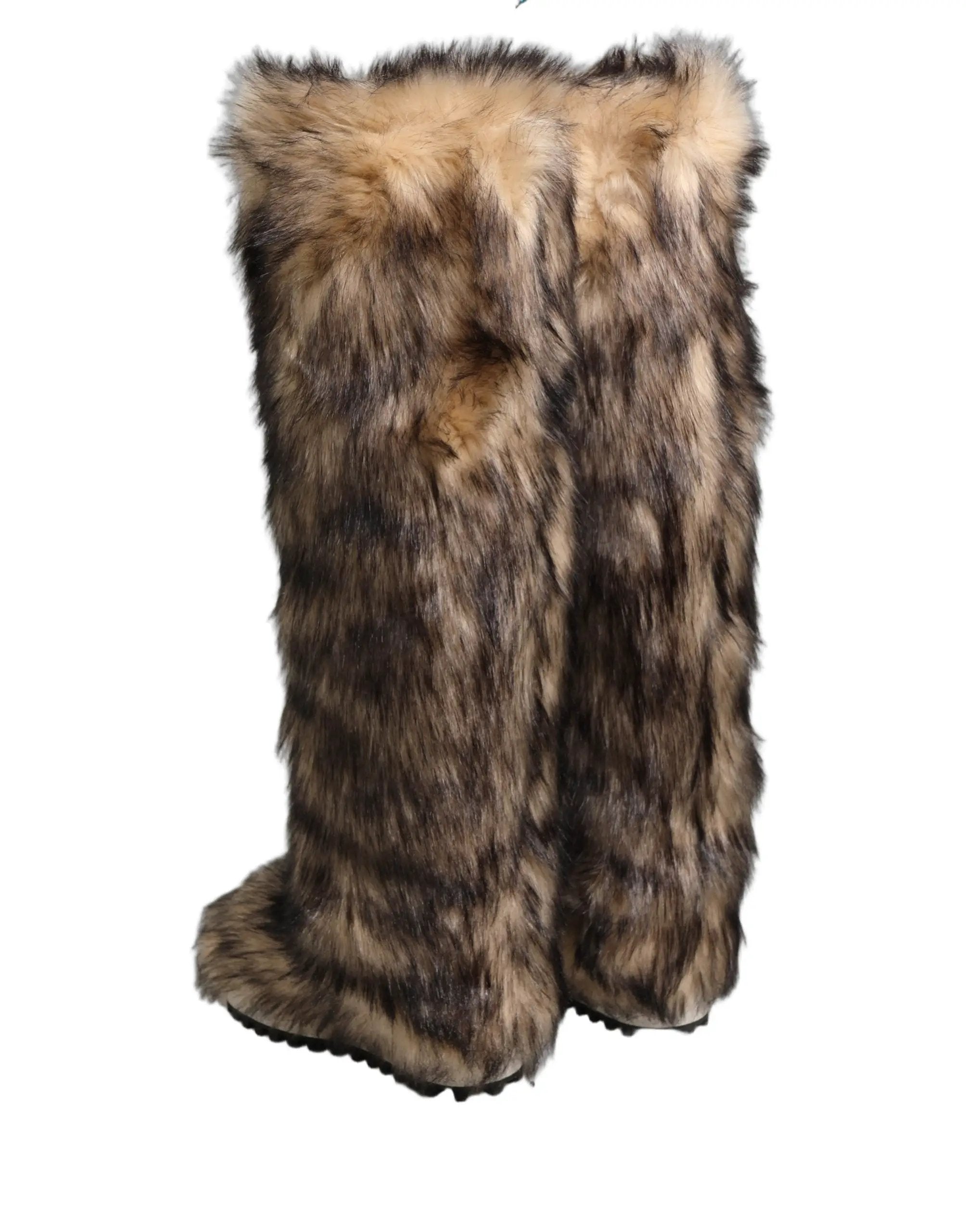 Dolce & Gabbana Bottes hautes à bout de genou en fausse fourrure marron