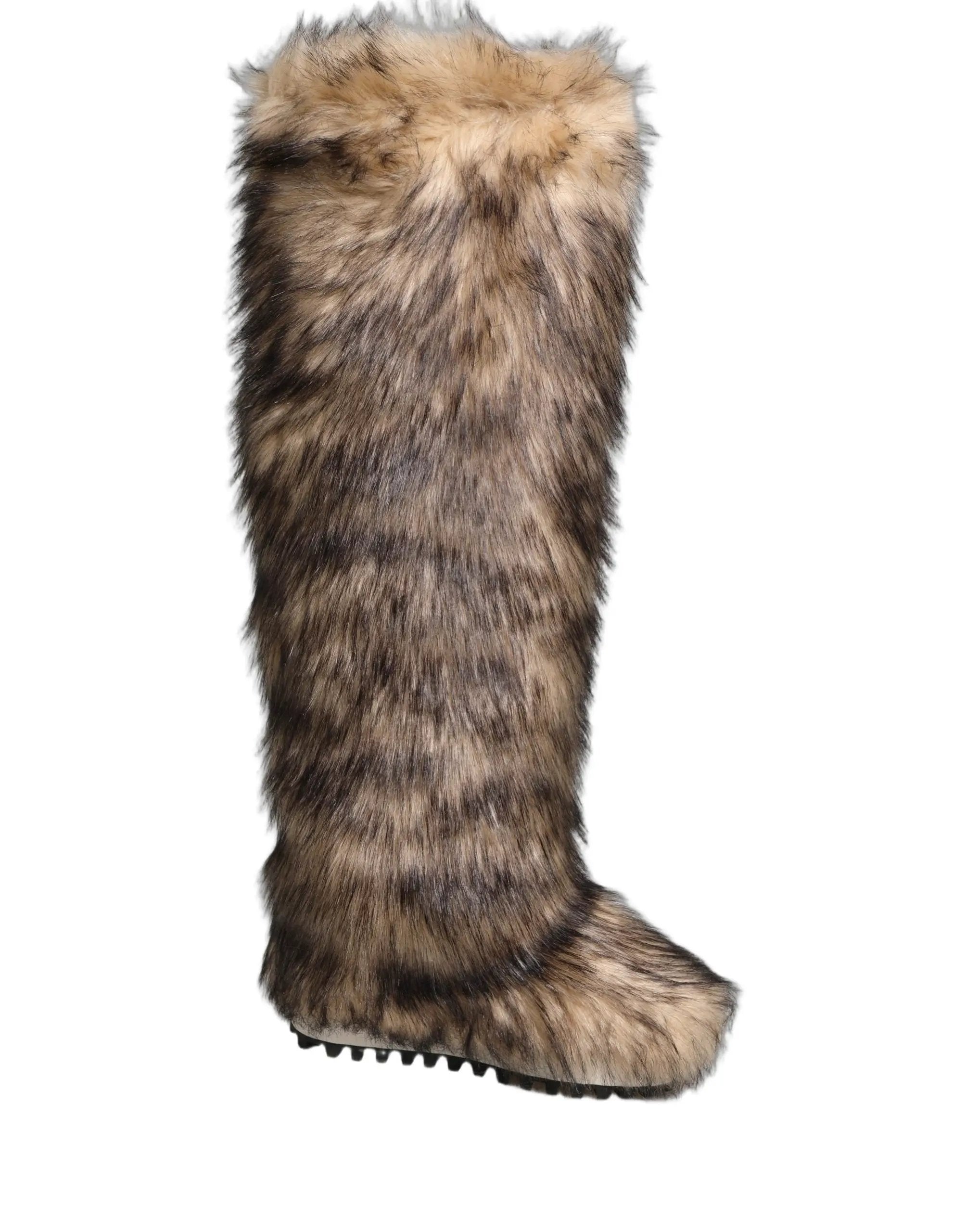 Dolce & Gabbana Bottes hautes à bout de genou en fausse fourrure marron