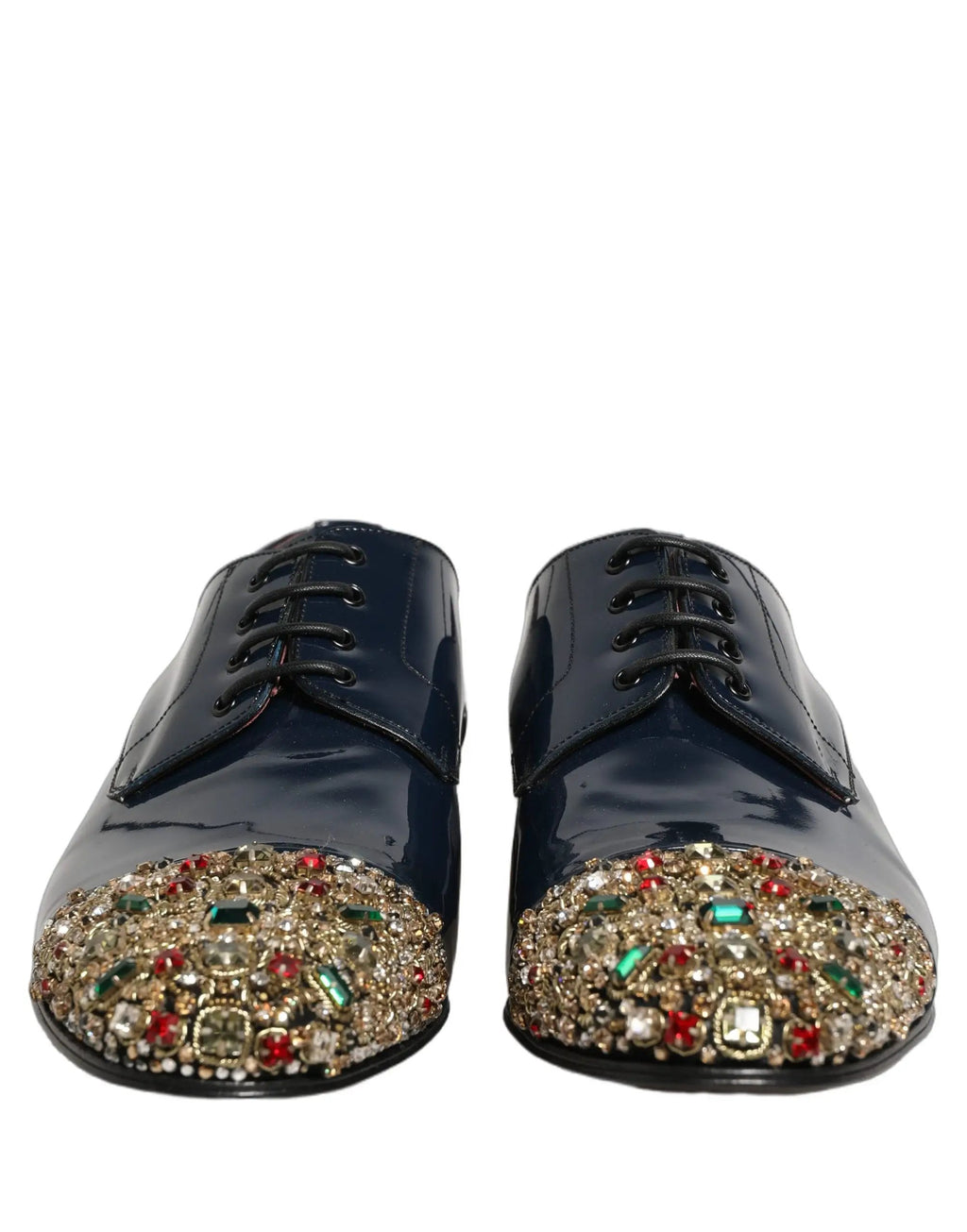 Chaussures de ville Richelieu formelles Dolce & Gabbana bleues ornées pour hommes