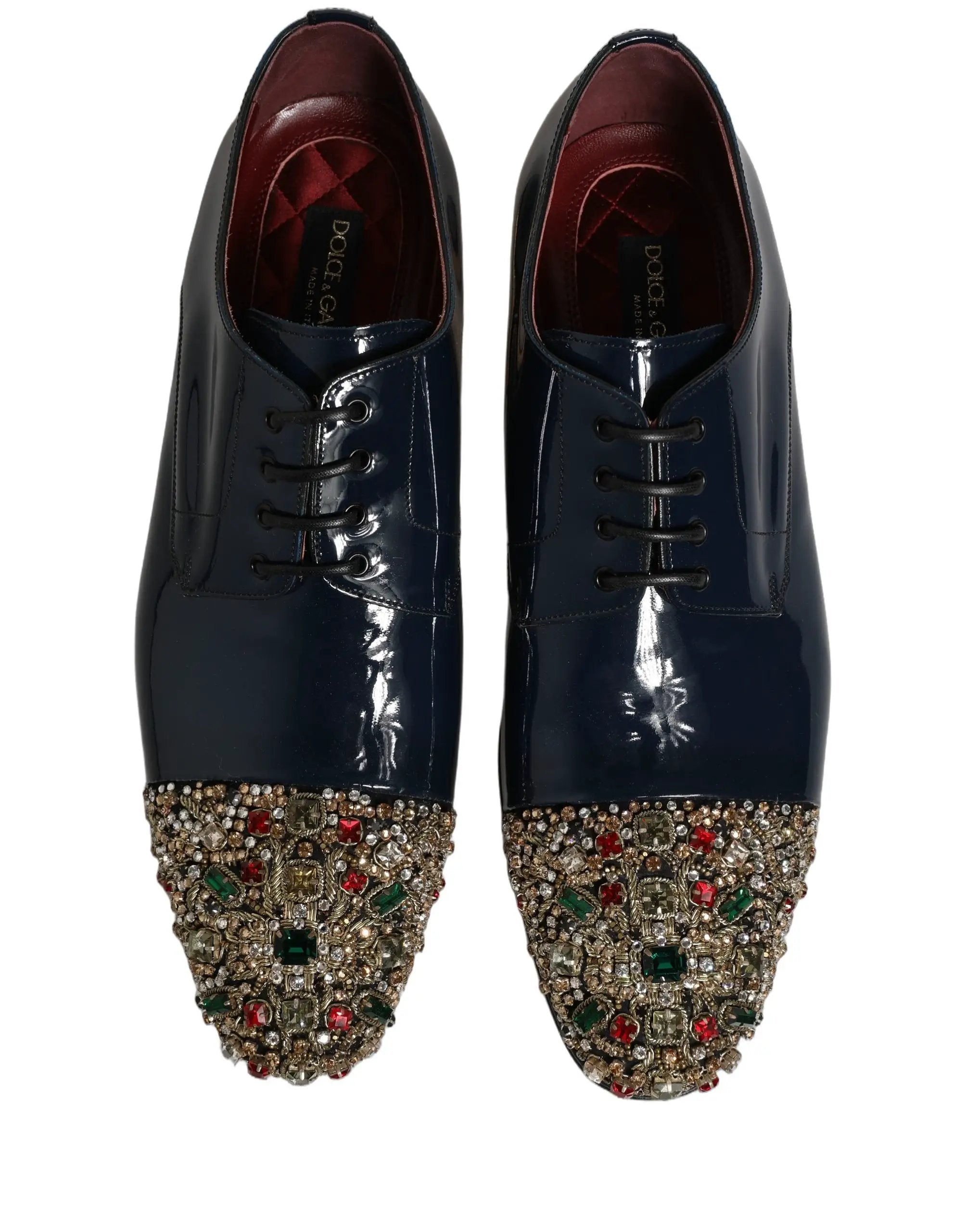Chaussures de ville Richelieu formelles Dolce & Gabbana bleues ornées pour hommes