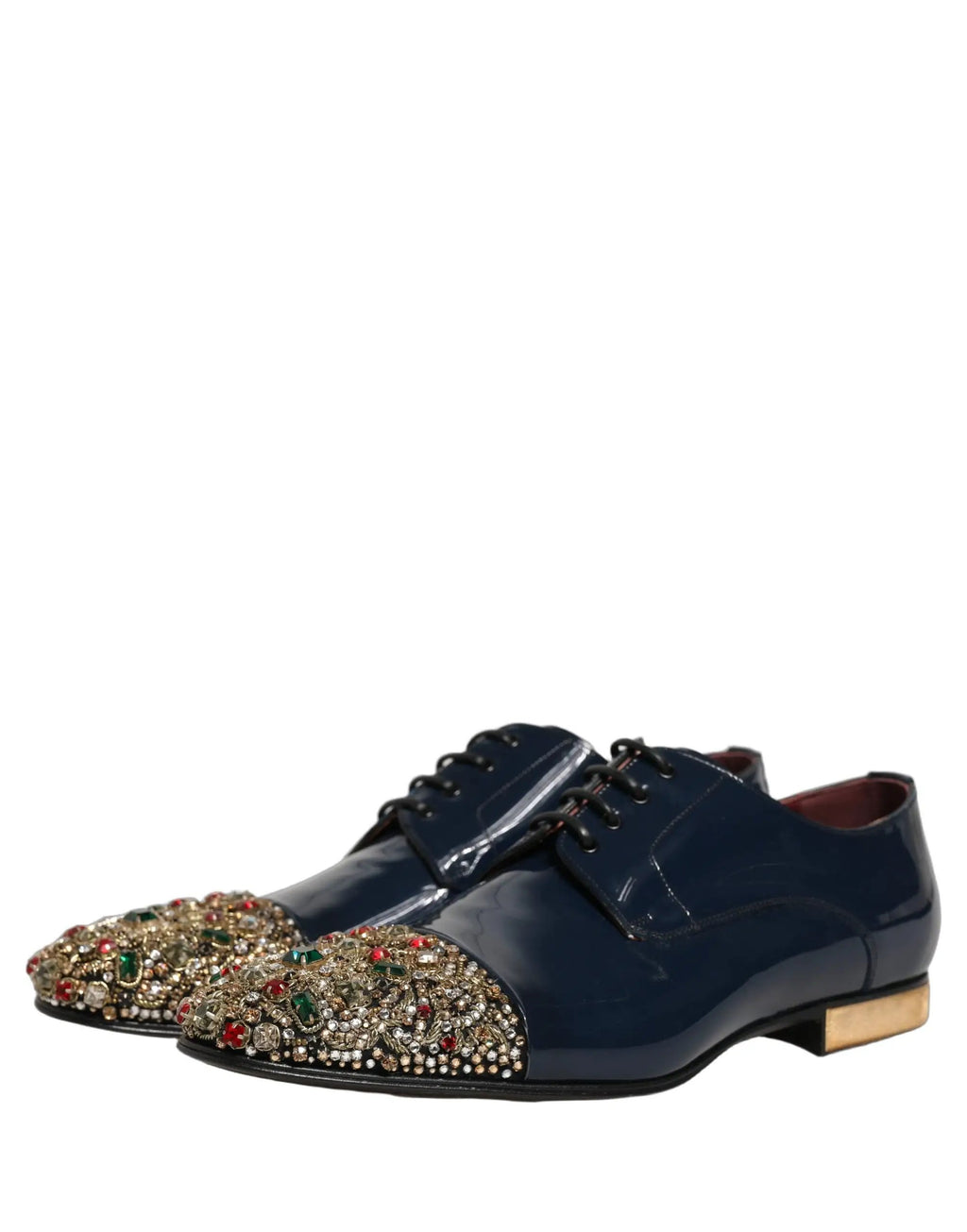 Chaussures de ville Richelieu formelles Dolce & Gabbana bleues ornées pour hommes