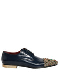 Chaussures de ville Richelieu formelles Dolce & Gabbana bleues ornées pour hommes