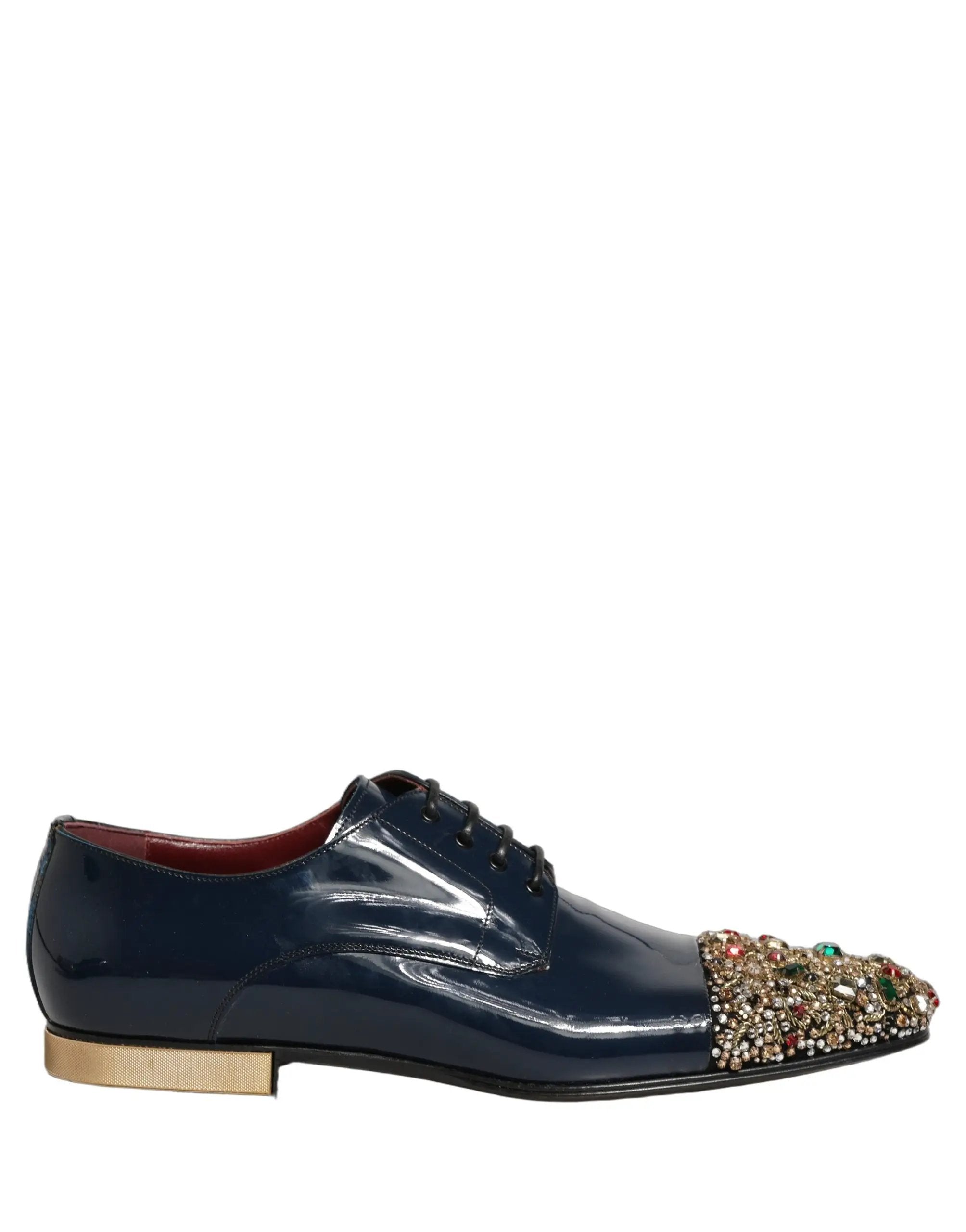 Chaussures de ville Richelieu formelles Dolce & Gabbana bleues ornées pour hommes