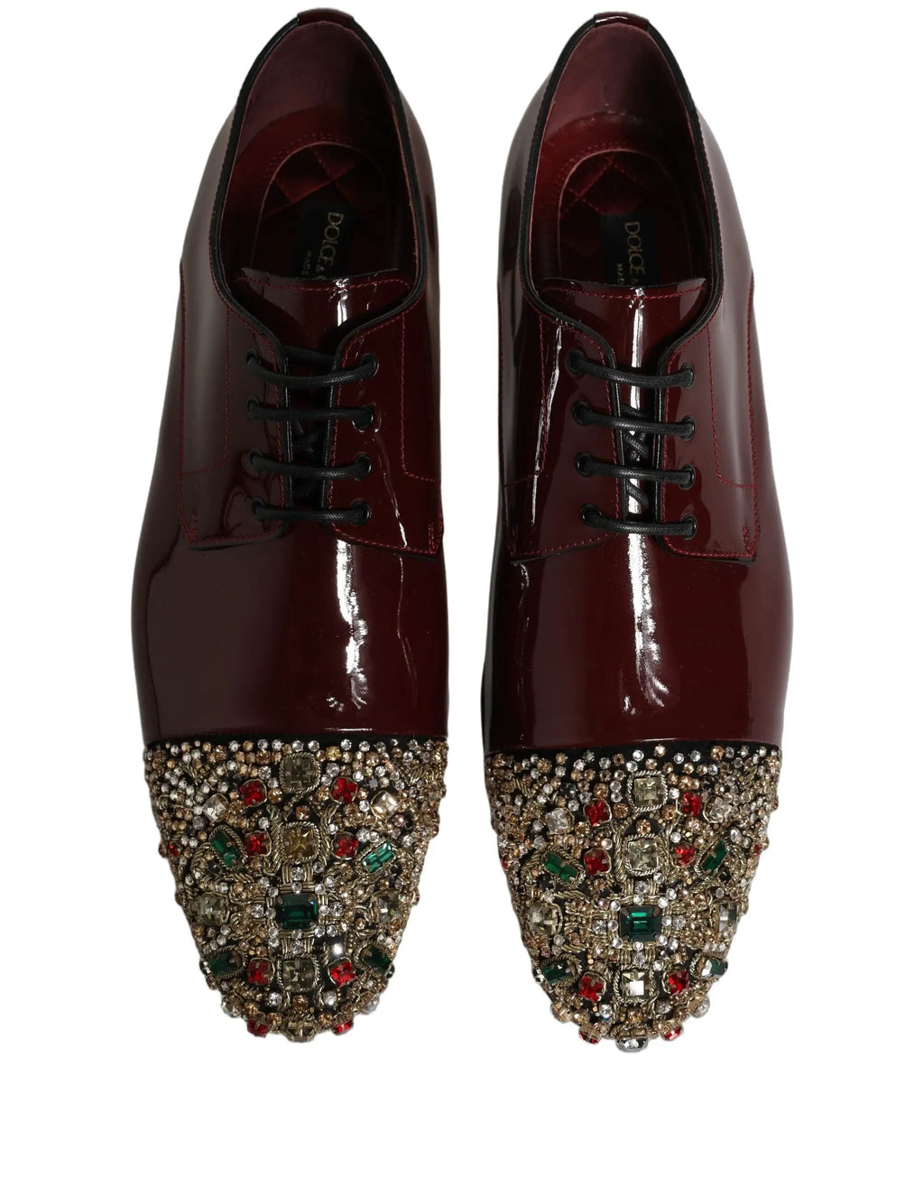 Dolce & Gabbana Maroon Embellished Derby Dress Formal Shoes