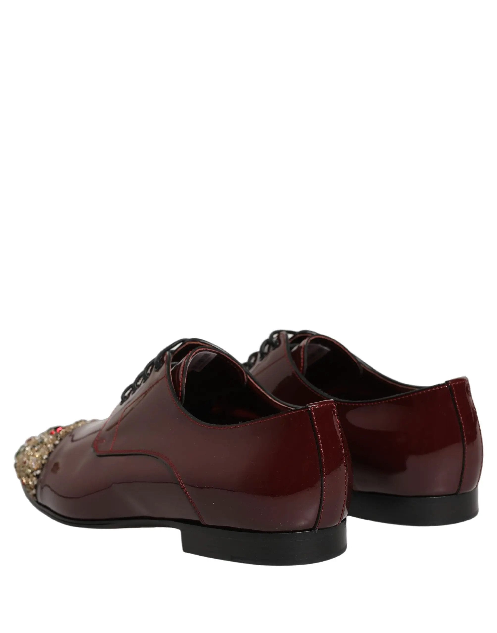 Dolce & Gabbana Maroon Embellished Derby Dress Formal Shoes